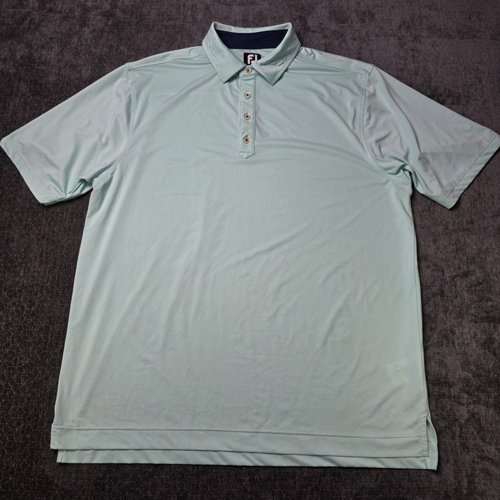 FootJoy FJ Golf Polo Shirt Mens XL Baby Blue Performance Stretch Preppy